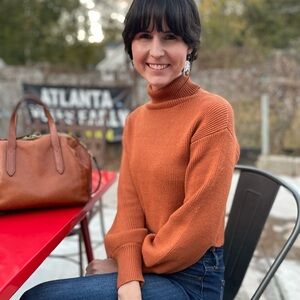 Blue Rain Women's Warm Orange Turtleneck Sweater